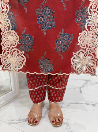 Kalamkari Cut Work Set - Preetibora