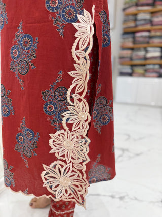 Kalamkari Cut Work Set - Preetibora