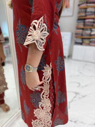 Kalamkari Cut Work Set - Preetibora