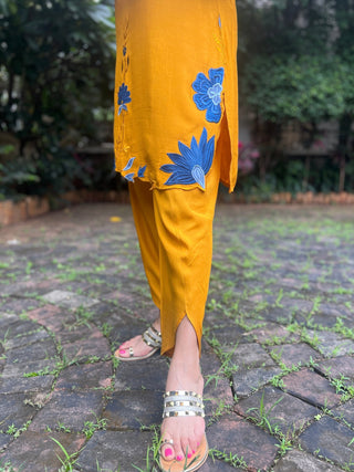 Bold Floral Cut Work Coord with Hornbill Pants - Preetibora