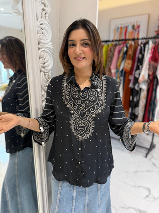 Coin Tassel Bandhej Shirt
