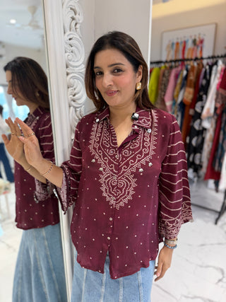 Coin Tassel Bandhej Shirt