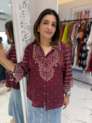 Coin Tassel Bandhej Shirt