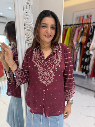 Coin Tassel Bandhej Shirt