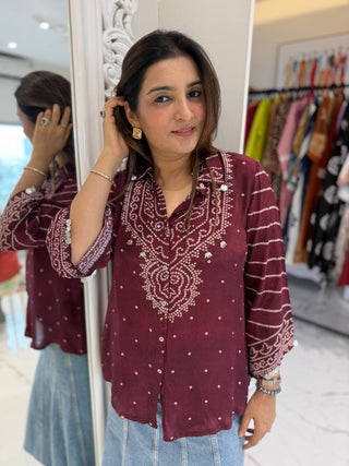 Coin Tassel Bandhej Shirt