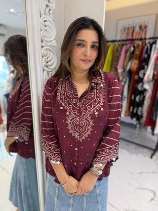 Coin Tassel Bandhej Shirt