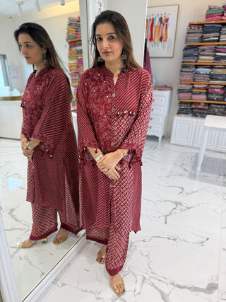 Cherry Bandhani Coord Set