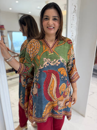 Kalamkari Peacock Coord Set-2