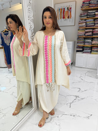 Neon White Dhoti Coord Set