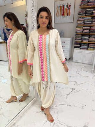 Neon White Dhoti Coord Set