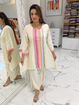 Neon White Dhoti Coord Set