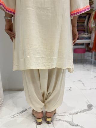 Neon White Dhoti Coord Set