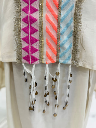 Neon White Dhoti Coord Set