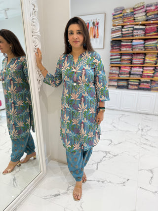 Shell Printed Afghani Coord Set