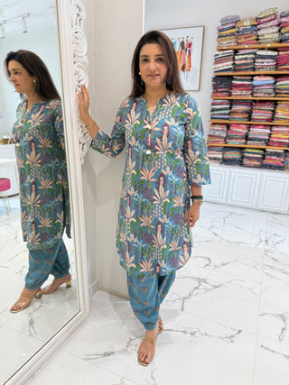 Shell Printed Afghani Coord Set
