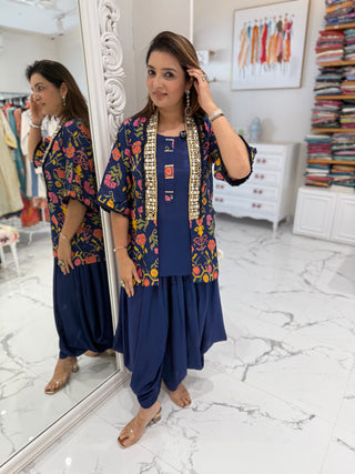 Navy Cowl Jacket Set