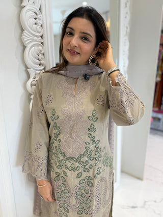 Rose Schiffli Suit Set