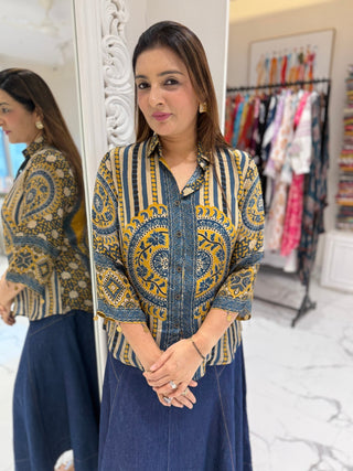 Ajrakh Kalamkari Shirt - Preetibora