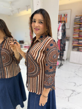 Ajrakh Kalamkari Shirt - Preetibora