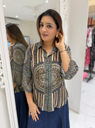 Ajrakh Kalamkari Shirt - Preetibora