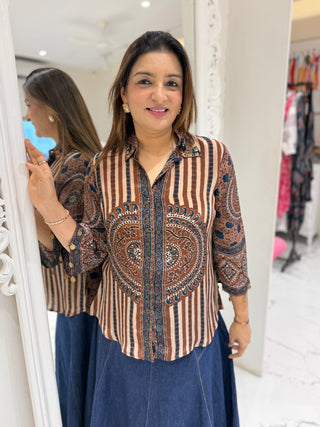 Ajrakh Kalamkari Shirt - Preetibora