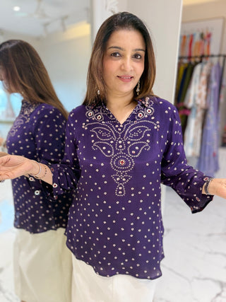 Bandhani Sequin Shirt - Preetibora