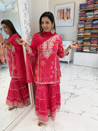 Bandhej Bloom Sharara Set - Preetibora