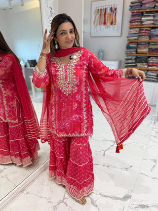 Bandhej Bloom Sharara Set - Preetibora