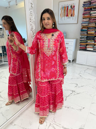 Bandhej Bloom Sharara Set - Preetibora