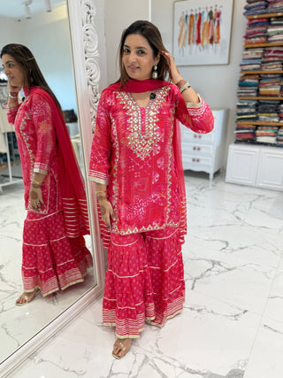 Bandhej Bloom Sharara Set - Preetibora