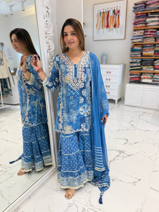 Bandhej Bloom Sharara Set - Preetibora