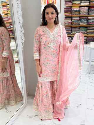 Blushing Beauty Sharara Set - Preetibora