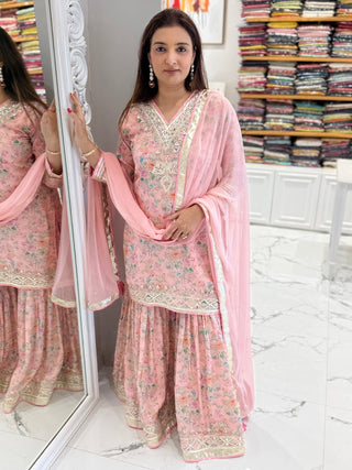 Blushing Beauty Sharara Set - Preetibora