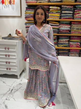 Blushing Beauty Sharara Set - Preetibora