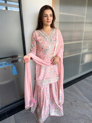 Blushing Beauty Sharara Set - Preetibora