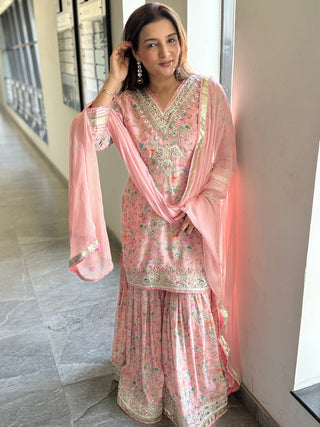 Blushing Beauty Sharara Set - Preetibora