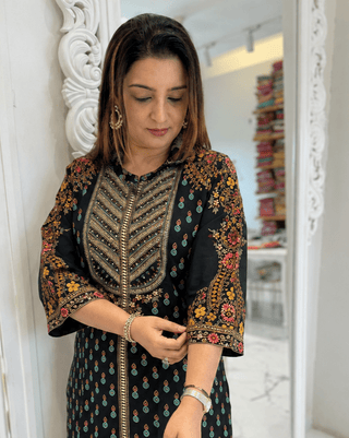 Charcoal Crepe Co-ord set - Preetibora