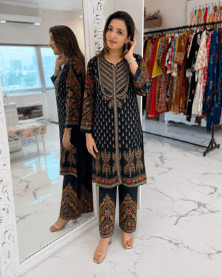 Charcoal Crepe Co-ord set - Preetibora
