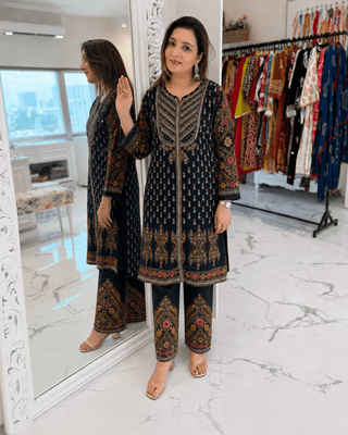 Charcoal Crepe Co-ord set - Preetibora