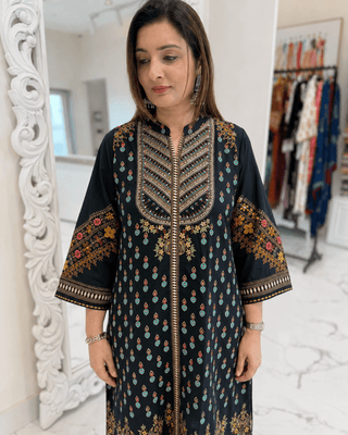 Charcoal Crepe Co-ord set - Preetibora