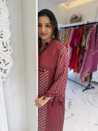 Cherry Bandhani Coord Set - Preetibora