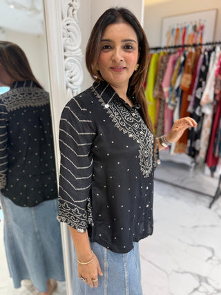 Coin Tassel Bandhej Shirt - Preetibora