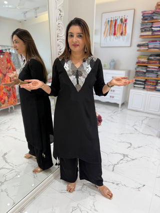 Crepe Tail Cut Coord Set - Preetibora