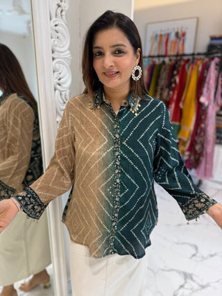 Double Tone Bandheej Shirt. - Preetibora