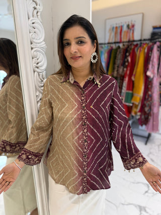 Double Tone Bandheej Shirt. - Preetibora