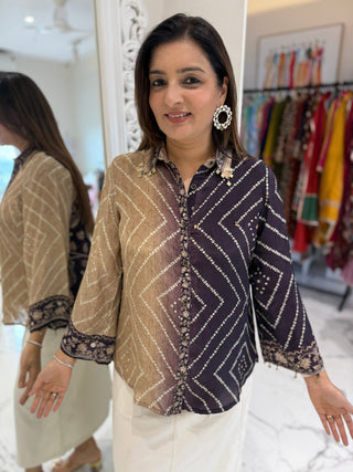 Double Tone Bandheej Shirt. - Preetibora