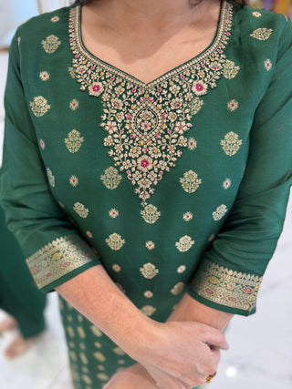 Emerald Gold Suit Set - Preetibora