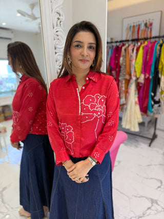 Floral Bandhej Shirt - Preetibora