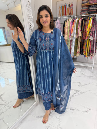 Indigo Cotton Print Set - Preetibora