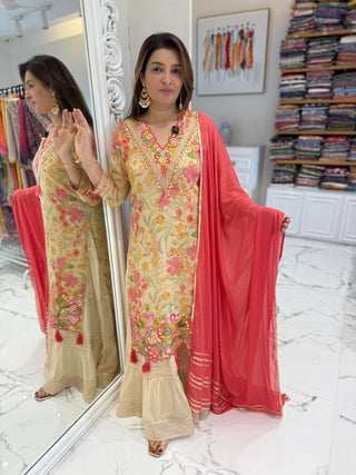Ivory Tissue Indian One Piece - Preetibora
